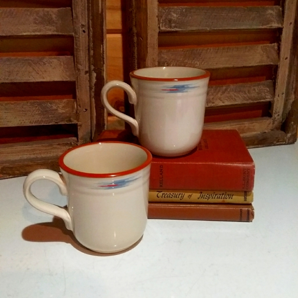 Noritake Raindance Coffee Stoneware Cream Mugs